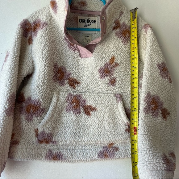 OshKosh B’gosh Girls Cream Floral Sherpa Fleece Pullover Sweater 4T Fall Winter - Picture 11 of 11